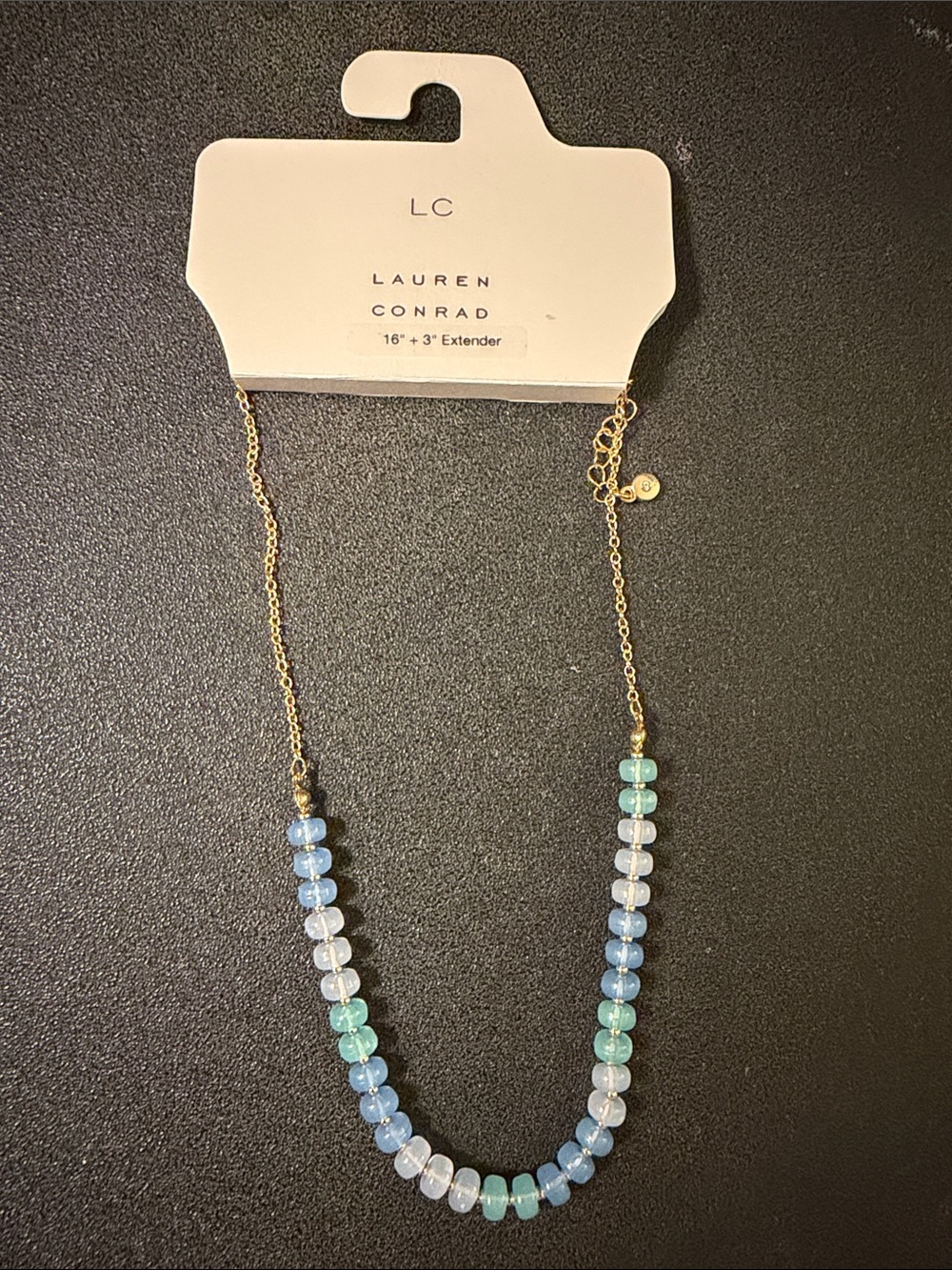 LC Lauren Conrad Gold-Tone Necklace with Blue, Green & White Beads